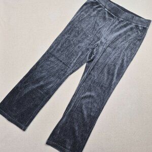 Croft & Barrow Women's Relaxed Wide Leg Gray Lush Velour Pants Sz L EXCELLENT!!!